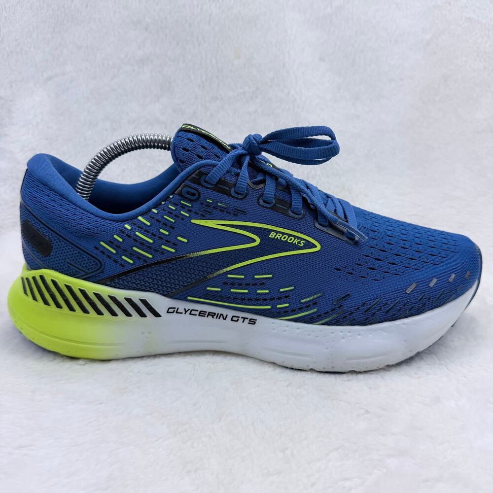 Brooks Glycerin GTS 20 Mens Running Shoes Blue Yellow Size 9.5 Athletic Sneakers